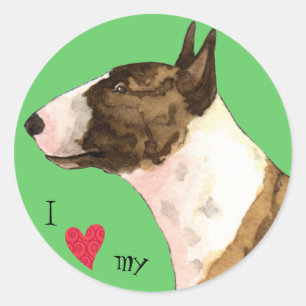 Ik hou van mijn Mini Bull Terrier Ronde Sticker