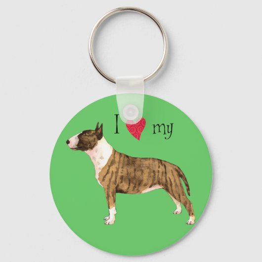Ik hou van mijn Mini Bull Terrier Sleutelhanger (Voorkant)