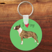 Ik hou van mijn Mini Bull Terrier Sleutelhanger (Voorkant)