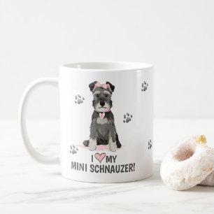 Ik hou van mijn mini Schnauzer Roze koffie Mok