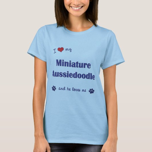 Ik hou van mijn miniatuur assiedoedel (mannelijk h t-shirt (Voorkant)