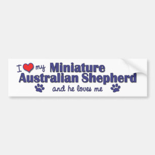 Ik hou van mijn miniatuur Australian Shepherd (Man Bumpersticker