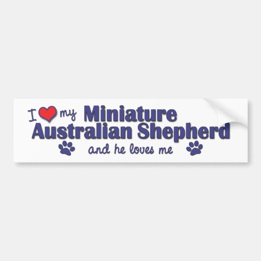 Ik hou van mijn miniatuur Australian Shepherd (Man Bumpersticker (Voorkant)