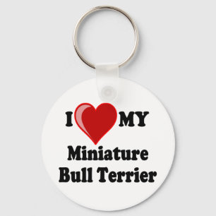 Ik hou van mijn miniatuur Bull Terrier Dog Sleutelhanger