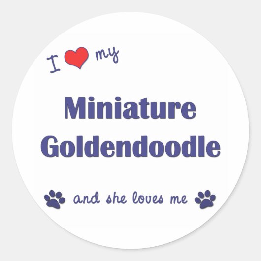 Ik hou van mijn miniatuur Goldendoedle (Vrouw Dog) Ronde Sticker (Voorkant)