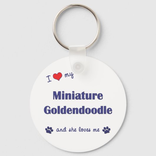 Ik hou van mijn miniatuur Goldendoedle (Vrouw Dog) Sleutelhanger (Voorkant)