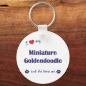 Ik hou van mijn miniatuur Goldendoedle (Vrouw Dog) Sleutelhanger (Voorkant)