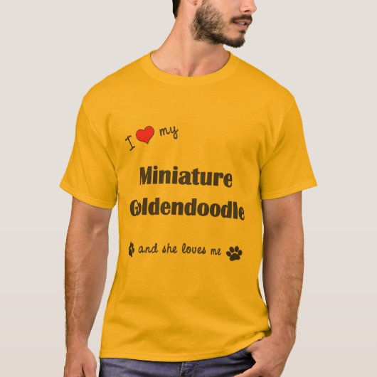 Ik hou van mijn miniatuur Goldendoedle (Vrouw Dog) T-shirt (Voorkant)