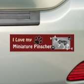 Ik hou van mijn miniatuur Pinscher Bumpersticker (Op auto)