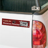 Ik hou van mijn miniatuur Pinscher Bumpersticker (Op Truck)