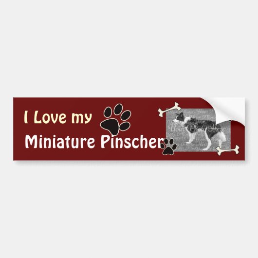 Ik hou van mijn miniatuur Pinscher Bumpersticker (Voorkant)