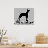 Ik hou van mijn miniatuur Pinscher in Silhouette Poster (Keuken)