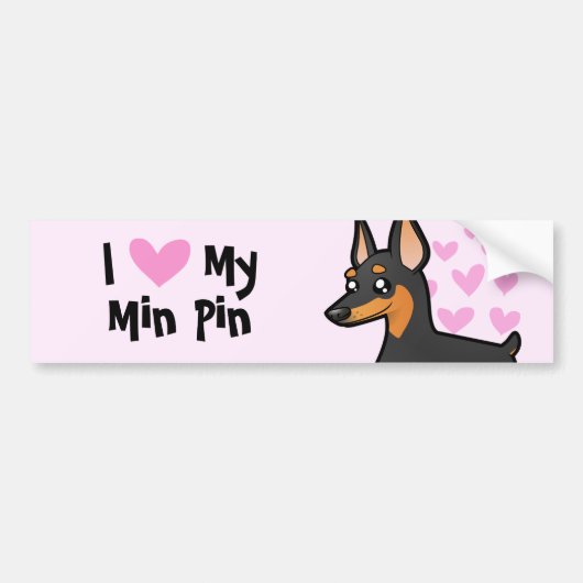 Ik hou van mijn miniatuur Pinscher / Manchester Te Bumpersticker (Voorkant)