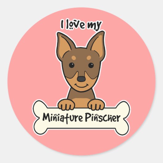Ik hou van mijn miniatuur Pinscher Ronde Sticker (Voorkant)