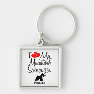 Ik hou van mijn miniatuur Schnauzer Dog Sleutelhanger