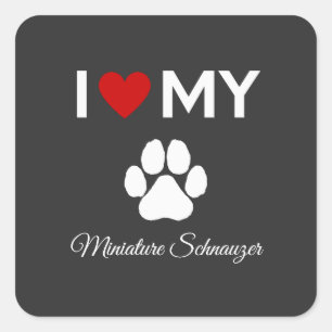 Ik hou van mijn Miniatuur Schnauzer hond aangepast Vierkante Sticker