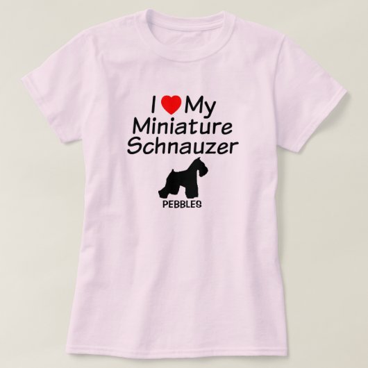 Ik hou van mijn miniatuur Schnauzer hondenshirt T-shirt (Design voorkant)