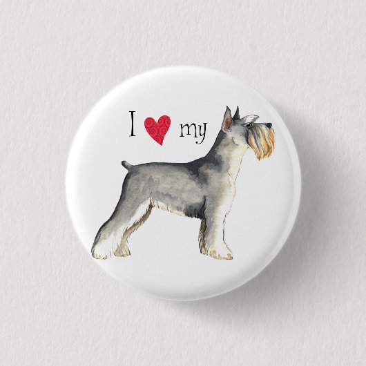 Ik hou van mijn miniatuur Schnauzer Ronde Button 3,2 Cm (Voorkant)