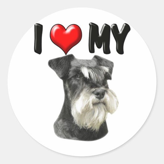 Ik hou van mijn miniatuur Schnauzer Ronde Sticker (Voorkant)