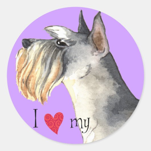 Ik hou van mijn miniatuur Schnauzer Ronde Sticker (Voorkant)