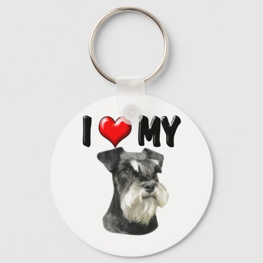 Ik hou van mijn miniatuur Schnauzer Sleutelhanger (Voorkant)