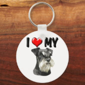Ik hou van mijn miniatuur Schnauzer Sleutelhanger (Voorkant)