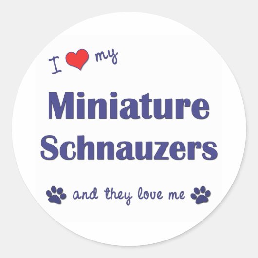 Ik hou van mijn miniatuur schnauzers (meerdere hon ronde sticker (Voorkant)
