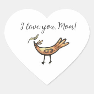 Ik hou van mijn moeder elegante vogel hart sticker