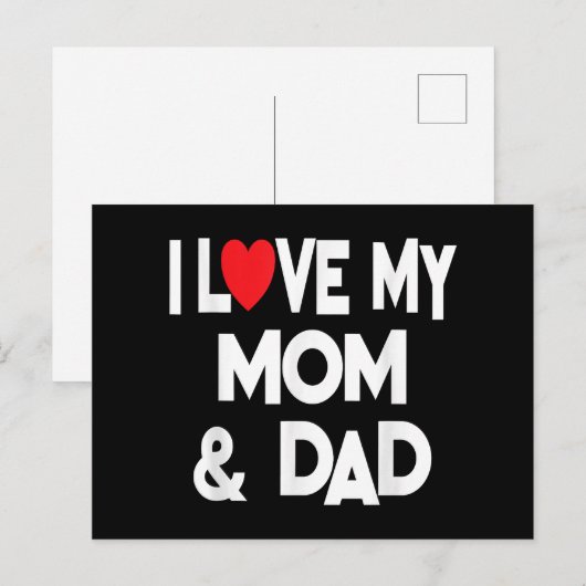 Ik hou van mijn moeder en vader - gevierd als fami briefkaart (Voorkant / Achterkant)