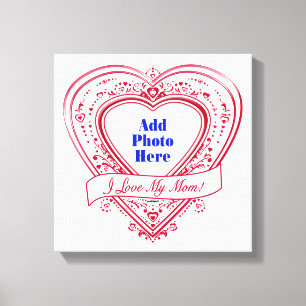 Ik hou van mijn moeder! Foto Red Hearts Canvas Afdruk