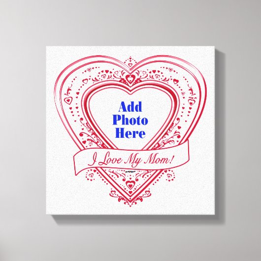 Ik hou van mijn moeder! Foto Red Hearts Canvas Afdruk (Voorkant)
