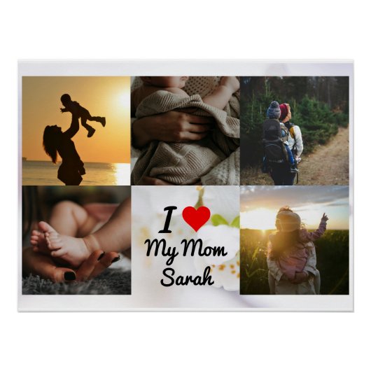 Ik hou van mijn moeder fotocollage Moeder Modern Perfect Poster (Voorkant)