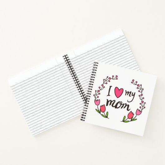 Ik hou van mijn moeder Happy Moederdag | Notitiebo Notitieboek (Binnen)