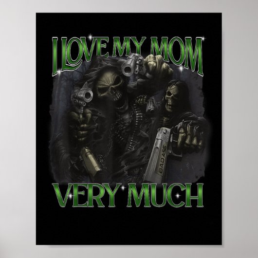 Ik hou van mijn moeder heel veel grappig hard skel poster (Voorkant)