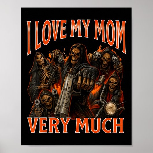Ik hou van mijn moeder heel veel grappige skelet m poster (Voorkant)