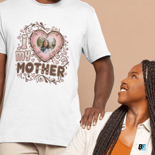 Ik hou van mijn moeder met aangepaste foto van mam t-shirt