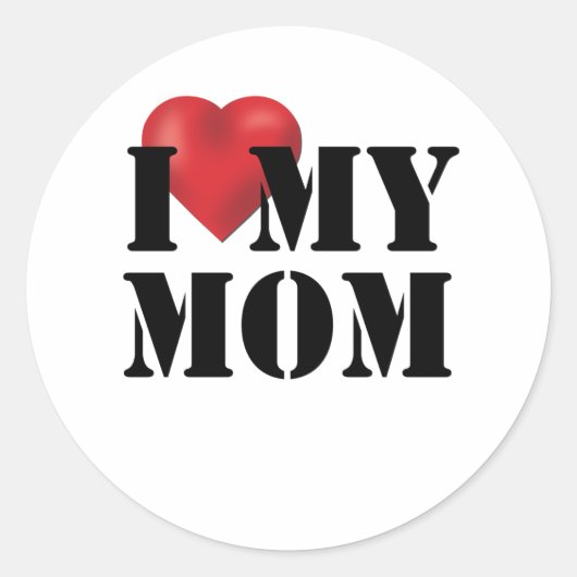 Ik hou van mijn moeder ronde sticker (Voorkant)