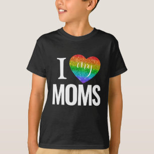 Ik hou van mijn moeders Kleurrijke Rainbow Heart T-shirt