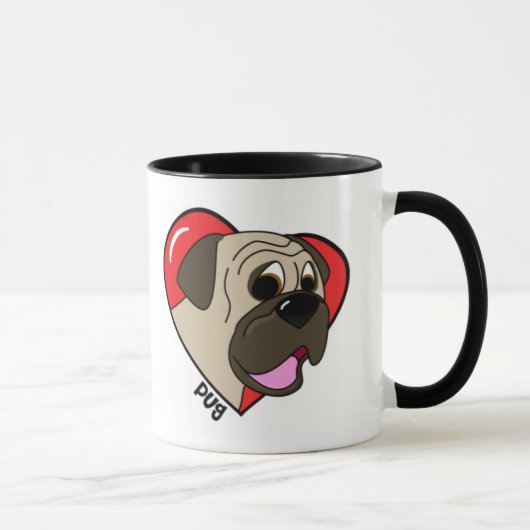 Ik hou van mijn Mok Pug (Cartoon) (Rechts)