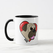 Ik hou van mijn Mok Pug (Cartoon) (Links)