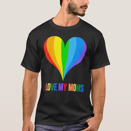 Ik hou van mijn Moms Open Gay Lesbian Rainbow Daug T-shirt (Voorkant)