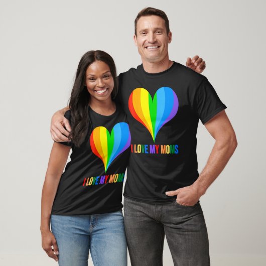 Ik hou van mijn Moms Open Gay Lesbian Rainbow Daug T-shirt (Unisex)