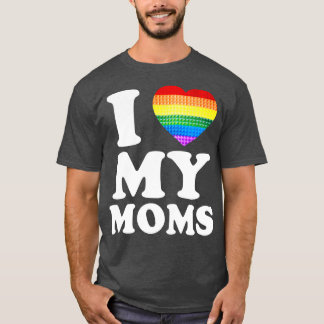 Ik hou van mijn moms regenbooghartslag Gay Pride L T-shirt