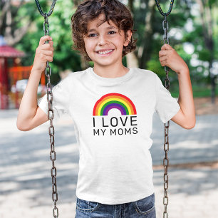 Ik hou van mijn moms regenboogkleuren Gay Pride Mo T-shirt