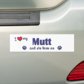 Ik hou van mijn mond (Vrouw Dog) Bumpersticker (Op auto)