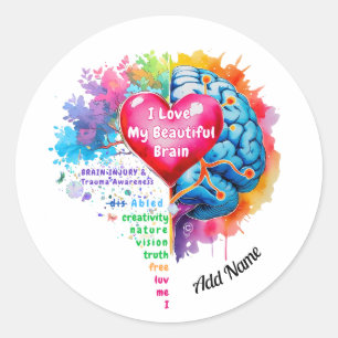 Ik hou van mijn mooie brein ronde sticker