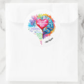 Ik hou van mijn mooie brein ronde sticker (Tas)