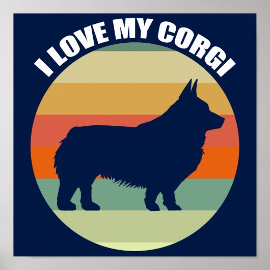 Ik hou van mijn mooie Corgi Retro Sunset Poster (Voorkant)