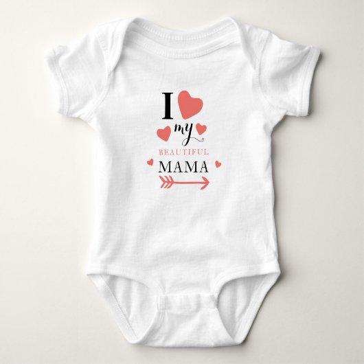 Ik hou van mijn mooie mama Baby Bodysuit. Romper (Voorkant)