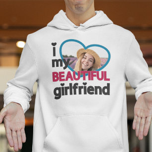 Ik hou van mijn mooie vriendin aangepaste foto hoodie